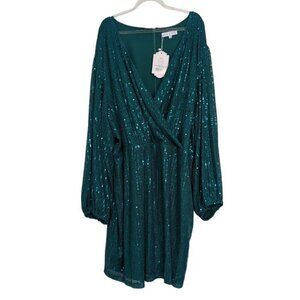 NEW Ivy City Sequin Jagger Dress Womens Size 3X Green Christmas Holiday Party